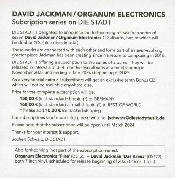 Organum Electronics 'Quietude'  CD *BACK IN STOCK!*