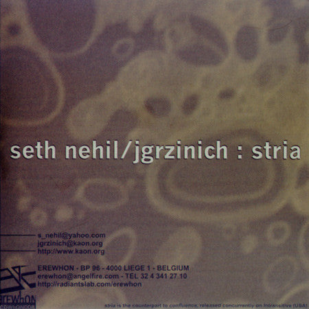Seth Nehil / JGrzinich 'Stria' CD